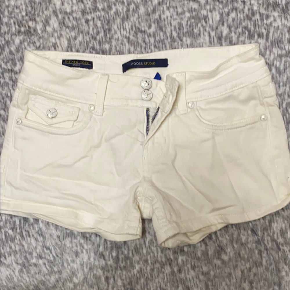 White jean shorts